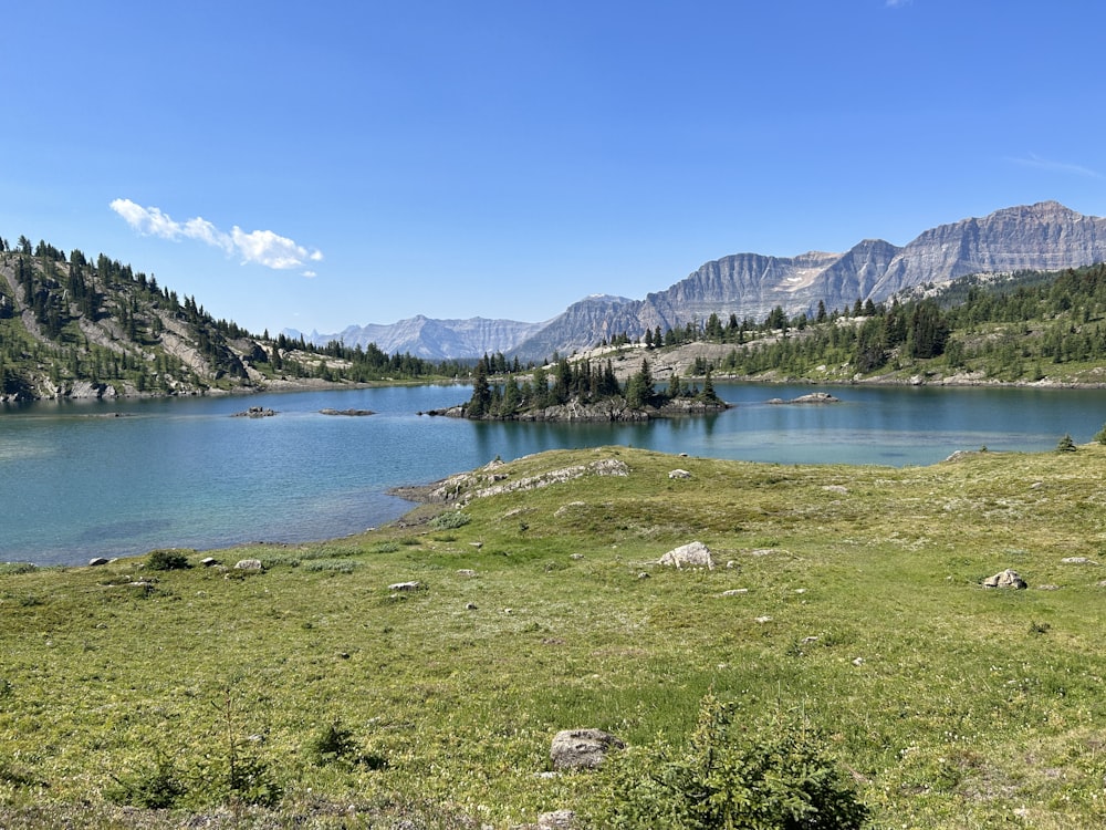 a large body of water surrounded by mountains