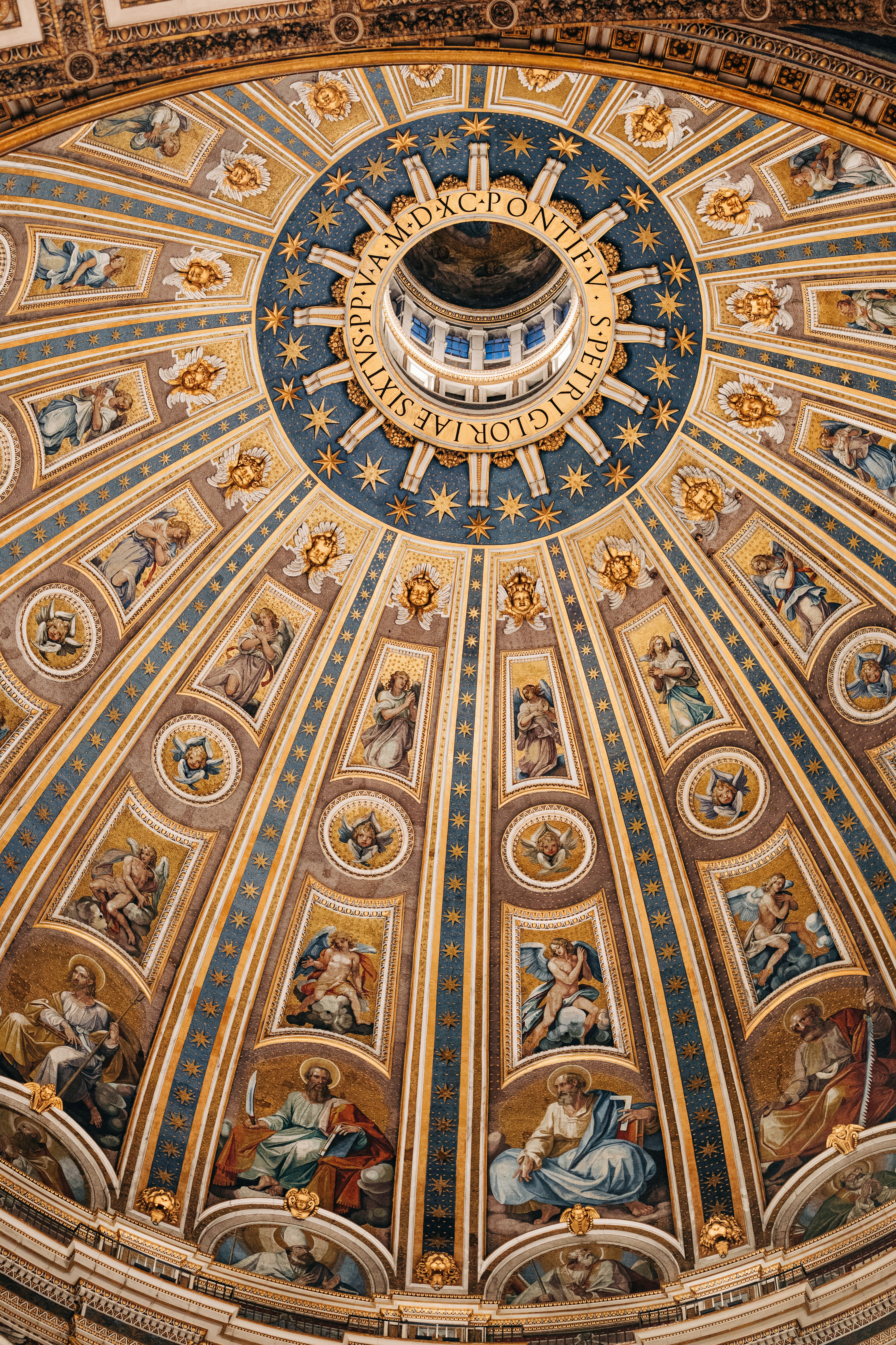 great photo recipe,how to photograph the inside of the dome of st peter's basilica, vatican city; a dome with paintings on the ceiling of a building