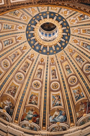 architectural photography,how to photograph the inside of the dome of st peter's basilica, vatican city; a dome with paintings on the ceiling of a building