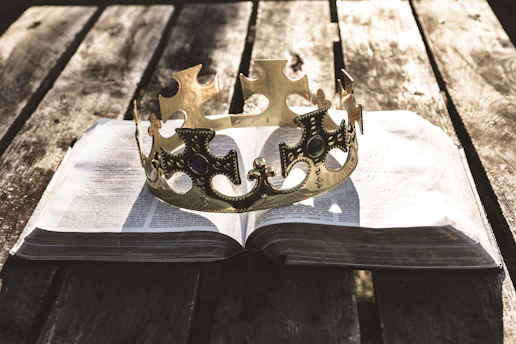 a book with a crown on top of it