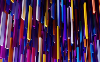 A colorful 3D composition demonstrating depth and texture in graphic art.