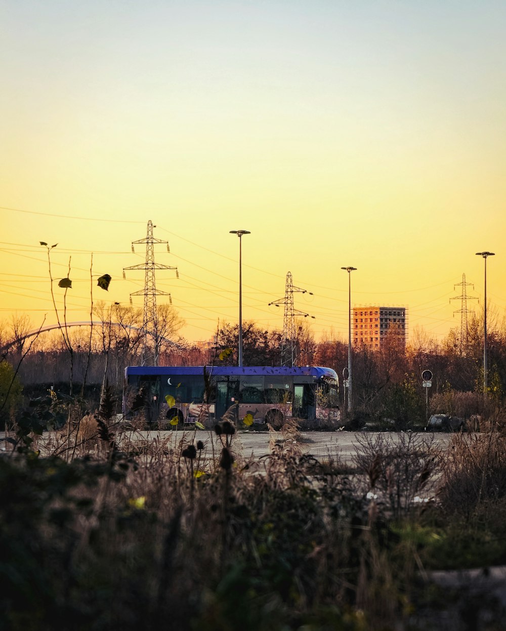 a bus parked on the side of a road