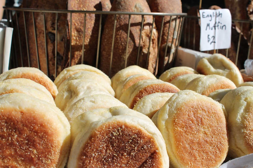 a bunch of breads that are on a table