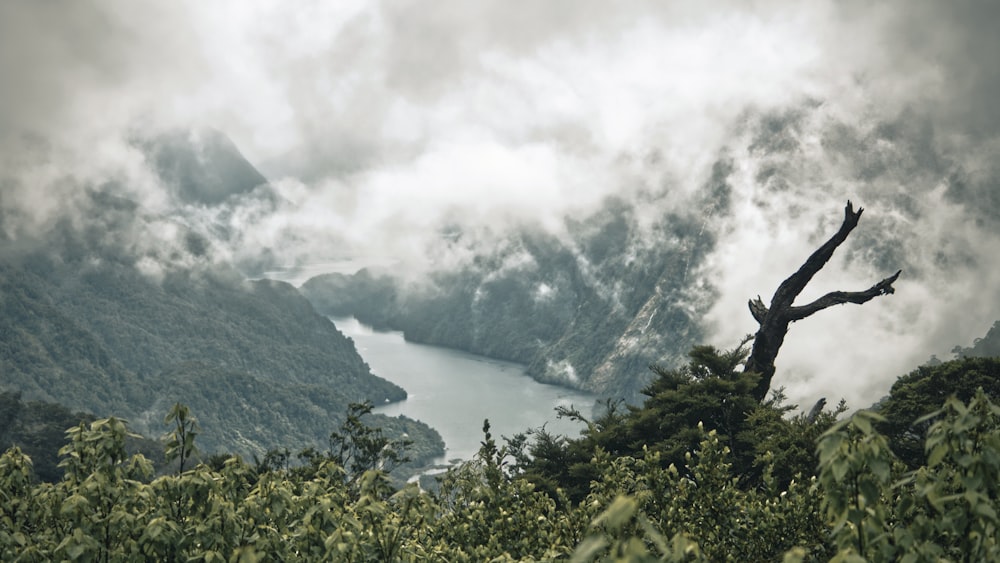 a large body of water surrounded by mountains