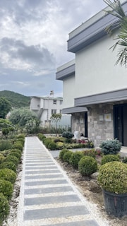 A finished residential project showcasing modern landscaping.