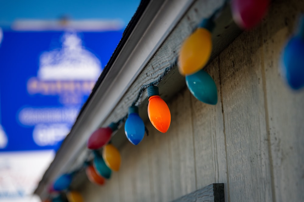 a close up of a building with a bunch of lights on it