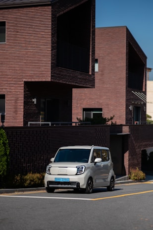 White compact car with clean lines parked near San Rafael neighborhood