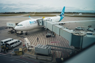 A luxury private coach parked at Halifax airport ready for a Canada-wide transfer.