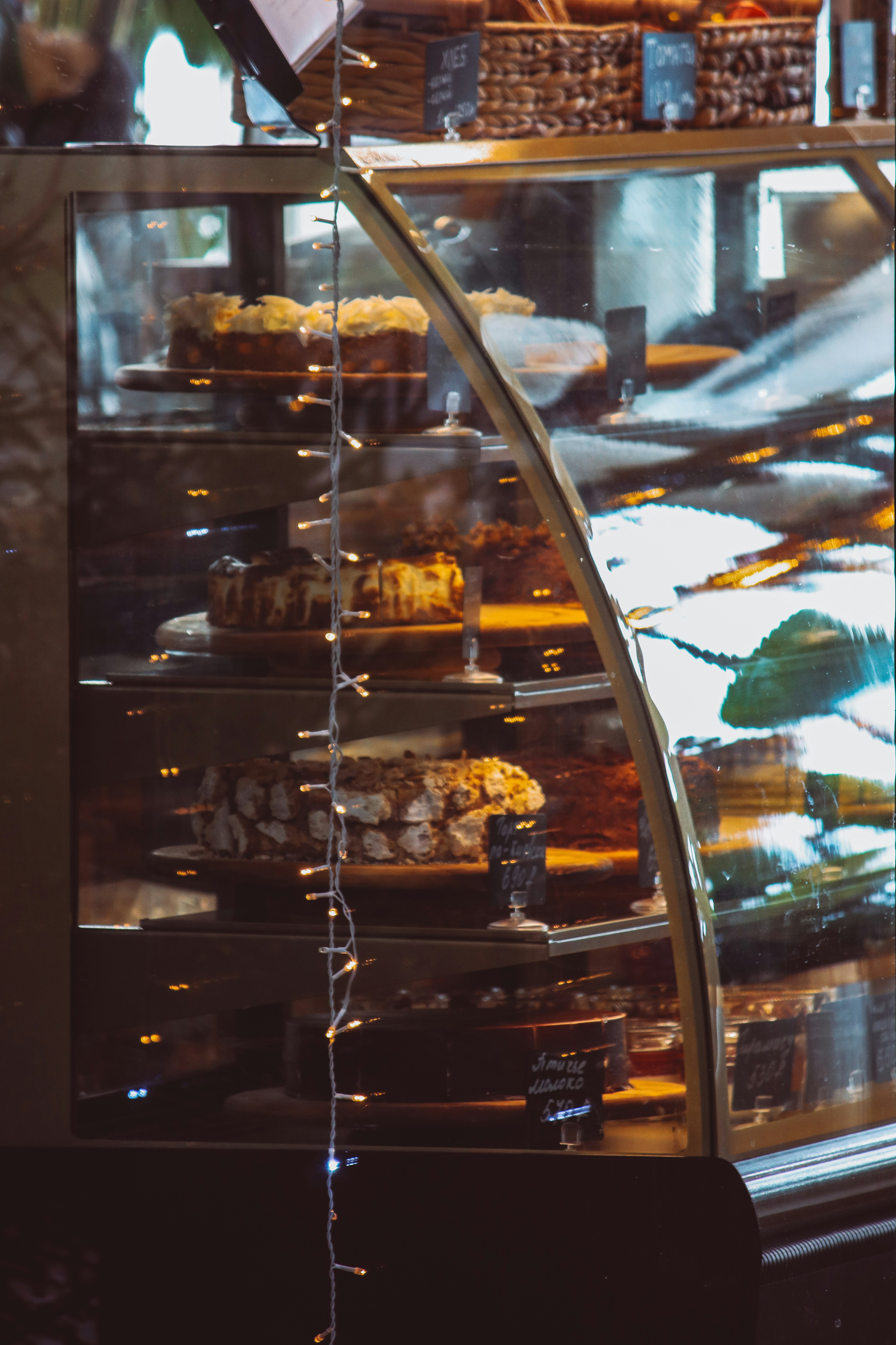 a display case filled with lots of pastries
