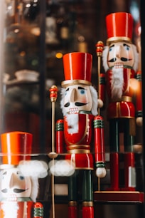 a group of nutcrackers sitting next to each other