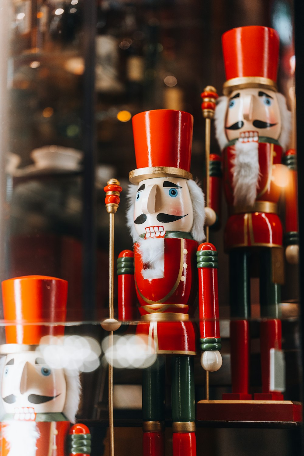 a group of nutcrackers sitting next to each other