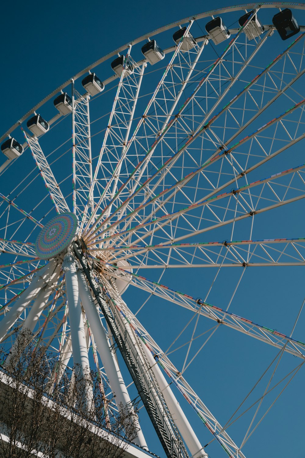 a large ferris wheel on a clear day