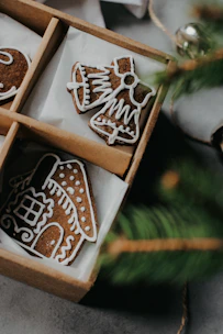A beautifully decorated cookie box for custom orders.