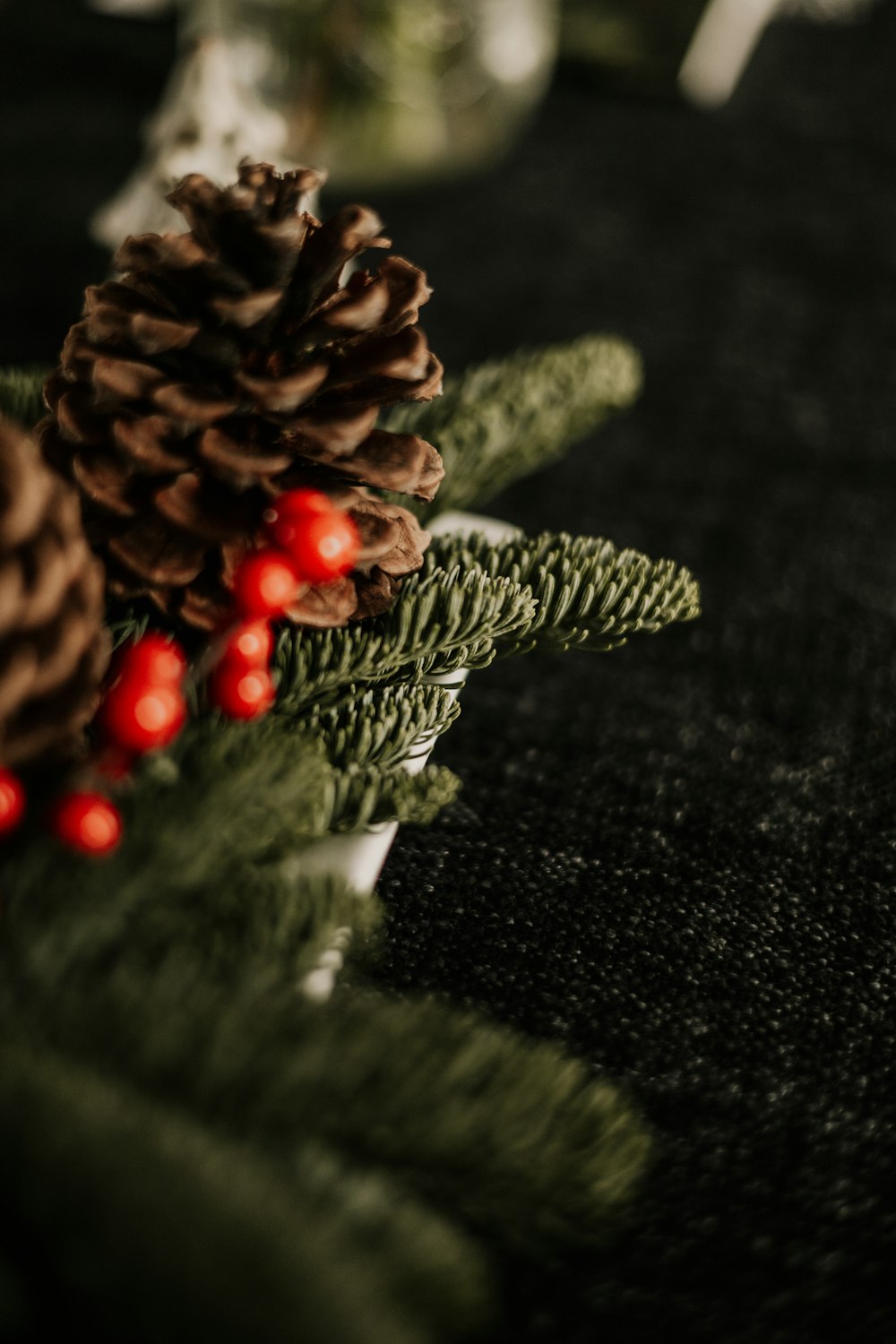 a close up of a pine cone on a table