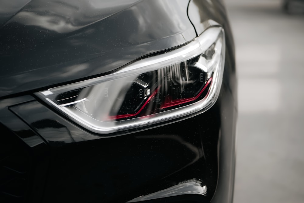 a close up of a car's tail light