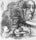 A monochrome abstract painting features distorted, surreal faces intertwined with one another. The faces display exaggerated expressions with elongated features, and the brush strokes give them a fluid, dream-like appearance.