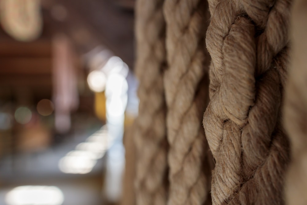 a close up of a rope on a wall