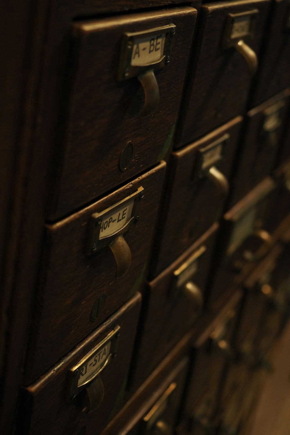 a close up of a drawer with many drawers