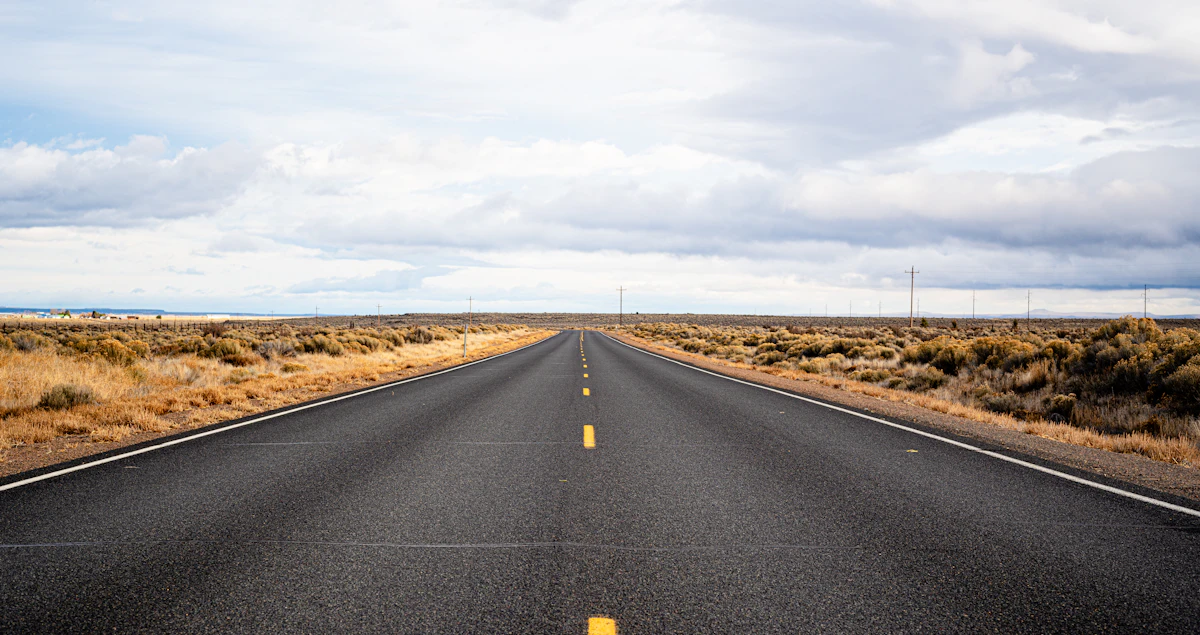 An empty road through the high desert — La Pine's wide-open quiet
