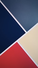 An example layout design in red, white, and blue.