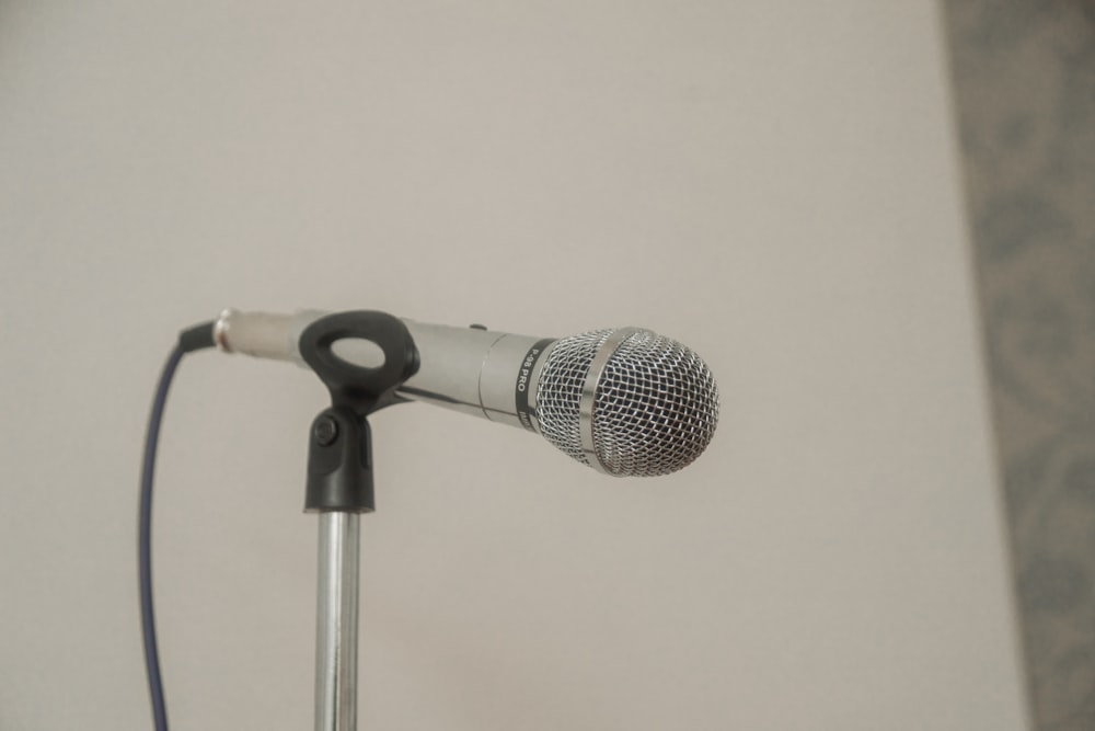 a microphone that is on top of a stand