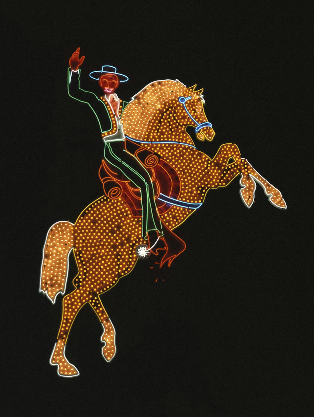 Hacienda cheval et cavalier, enseigne au néon historique, Las Vegas, Nevada