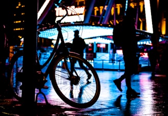 A vibrant image of cycling accessories displayed in an urban setting.