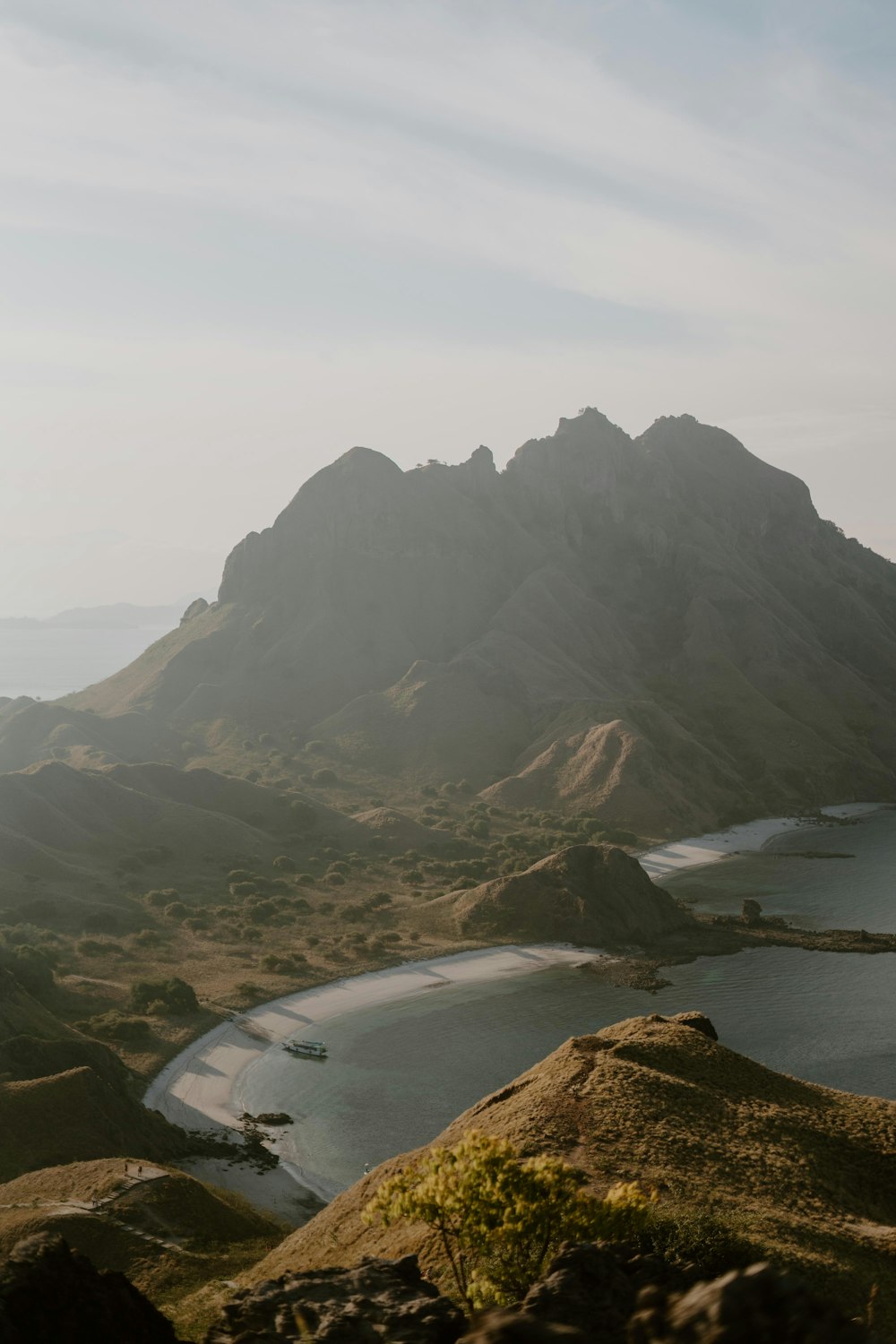 a large body of water surrounded by mountains