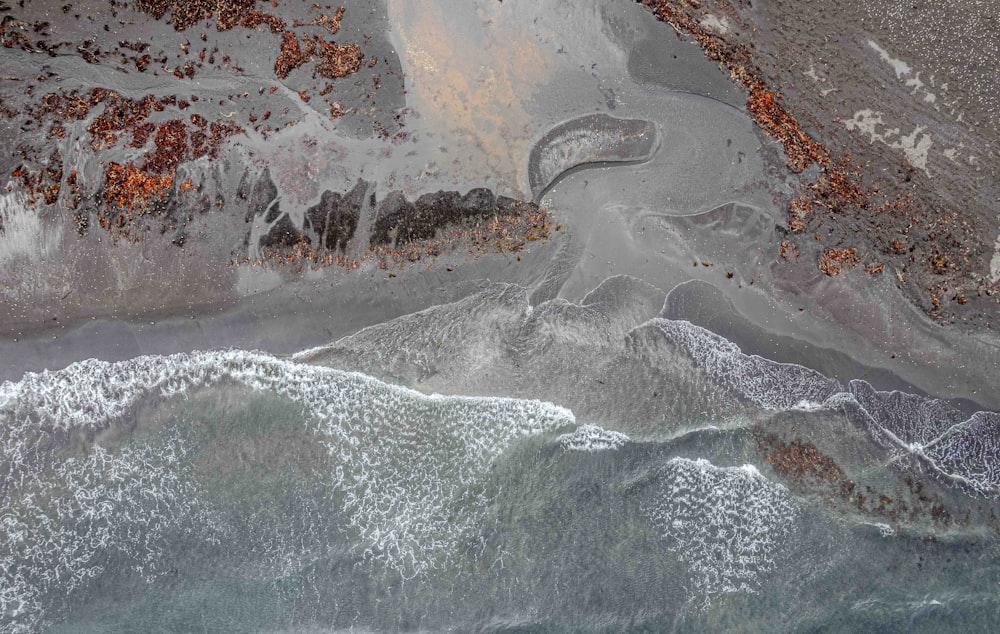 an aerial view of a body of water