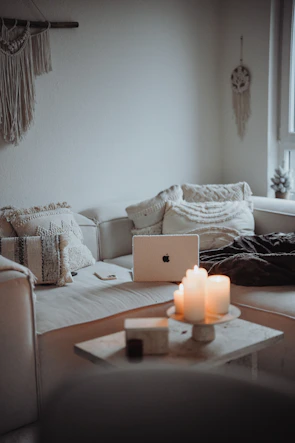 A cozy living room scene showcasing minimalist home decor items.