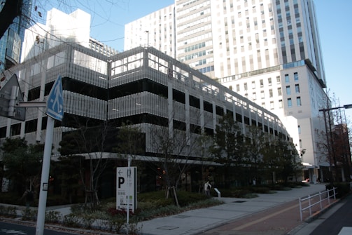 A modern parking system installation in an urban area.
