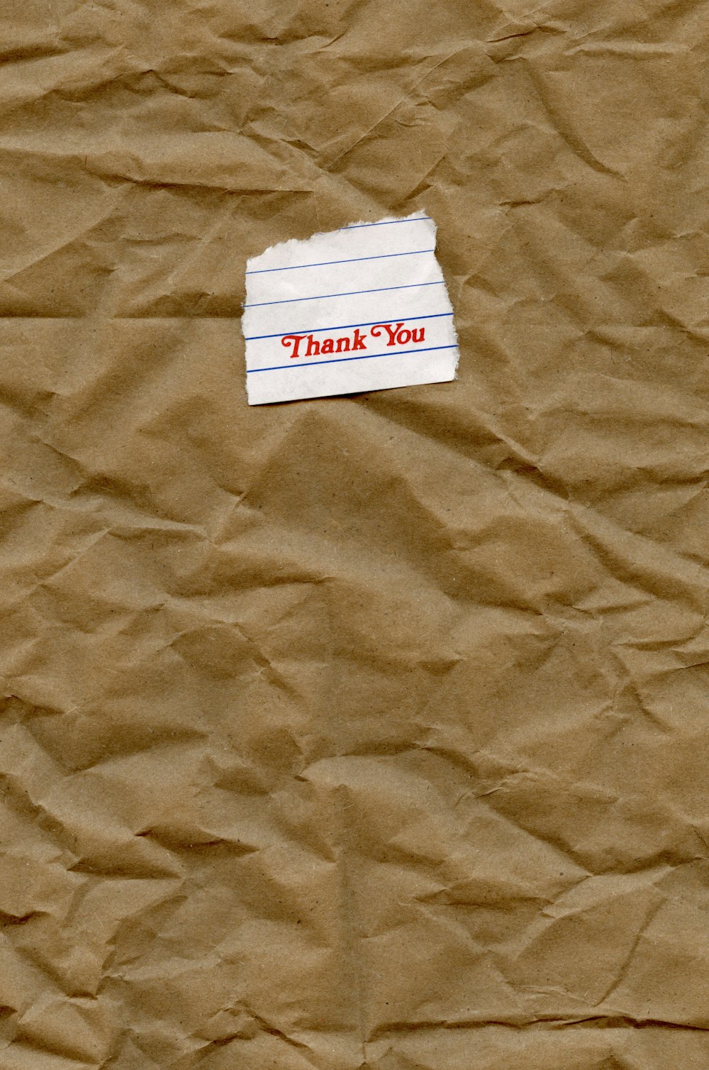 a piece of paper with a thank you sticker on it