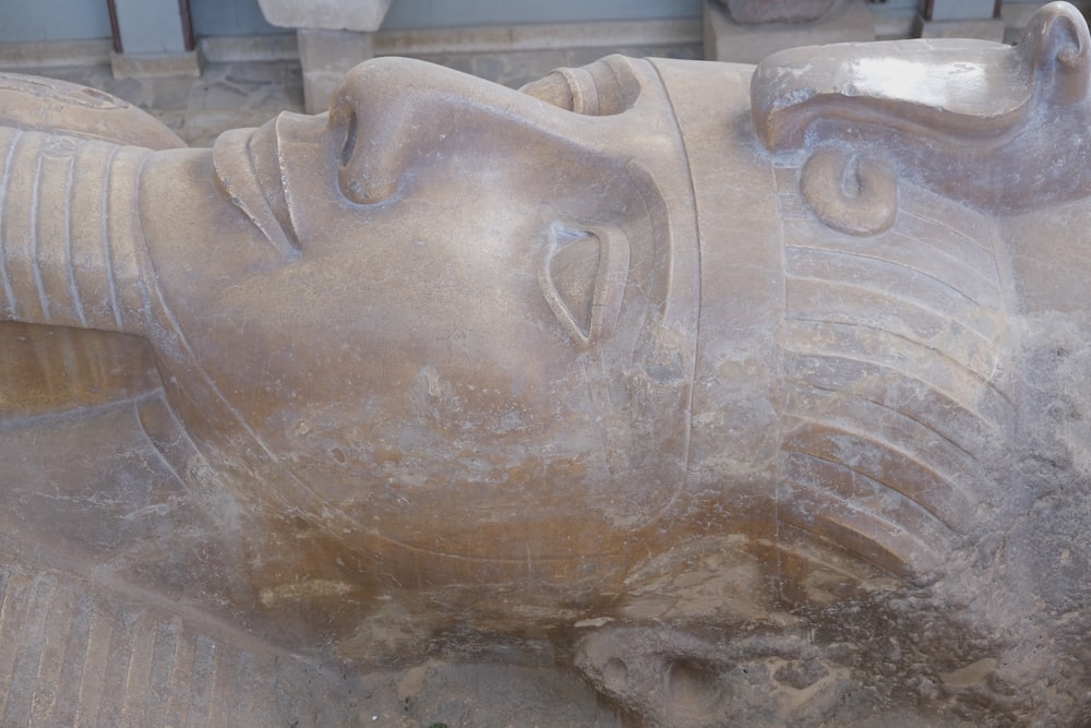 um close up de uma estátua de uma pessoa deitada