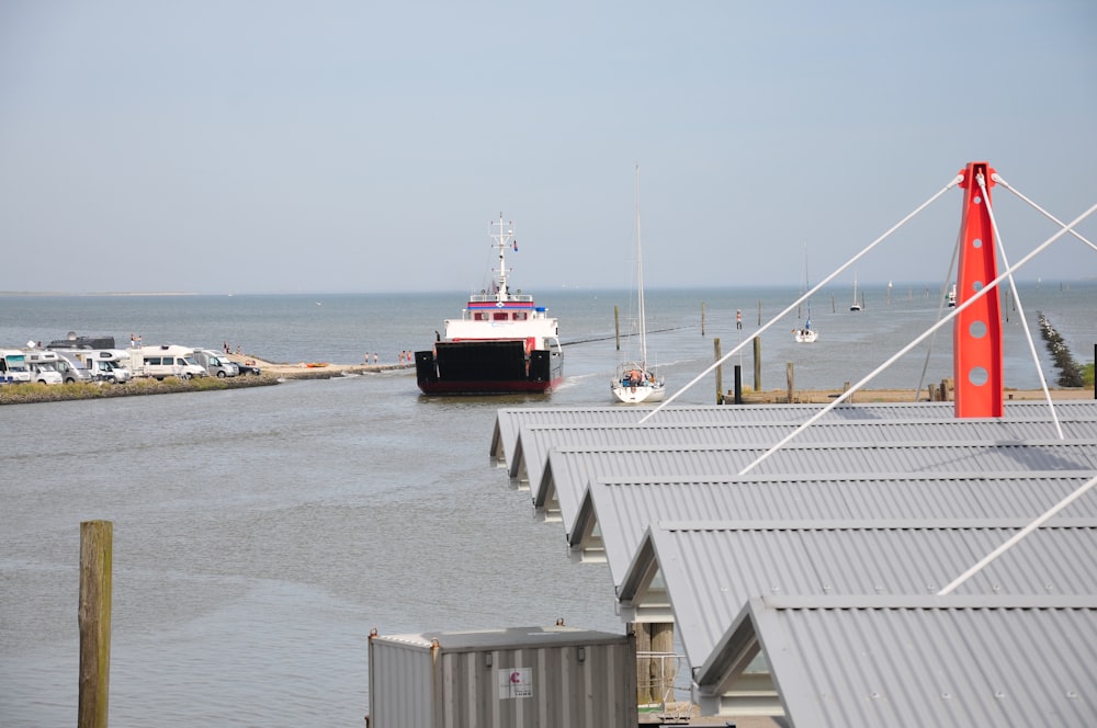 a boat in the water near a dock