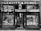 A vintage storefront with a figure statue above the entrance, showcasing signs for gifts, tobacco, and games. The display windows are filled with an assortment of products including tobacco items. Inside, the shop is dimly lit with visible shelves and a checkered floor leading inwards. The facade gives an antique and historical feel.