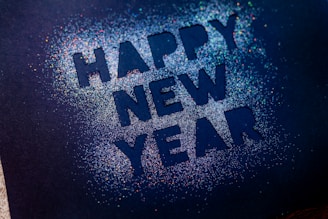 a new year's card with the words happy new year written on it, happy new year in dubai