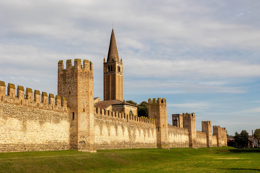 a castle with a tower and a clock on it