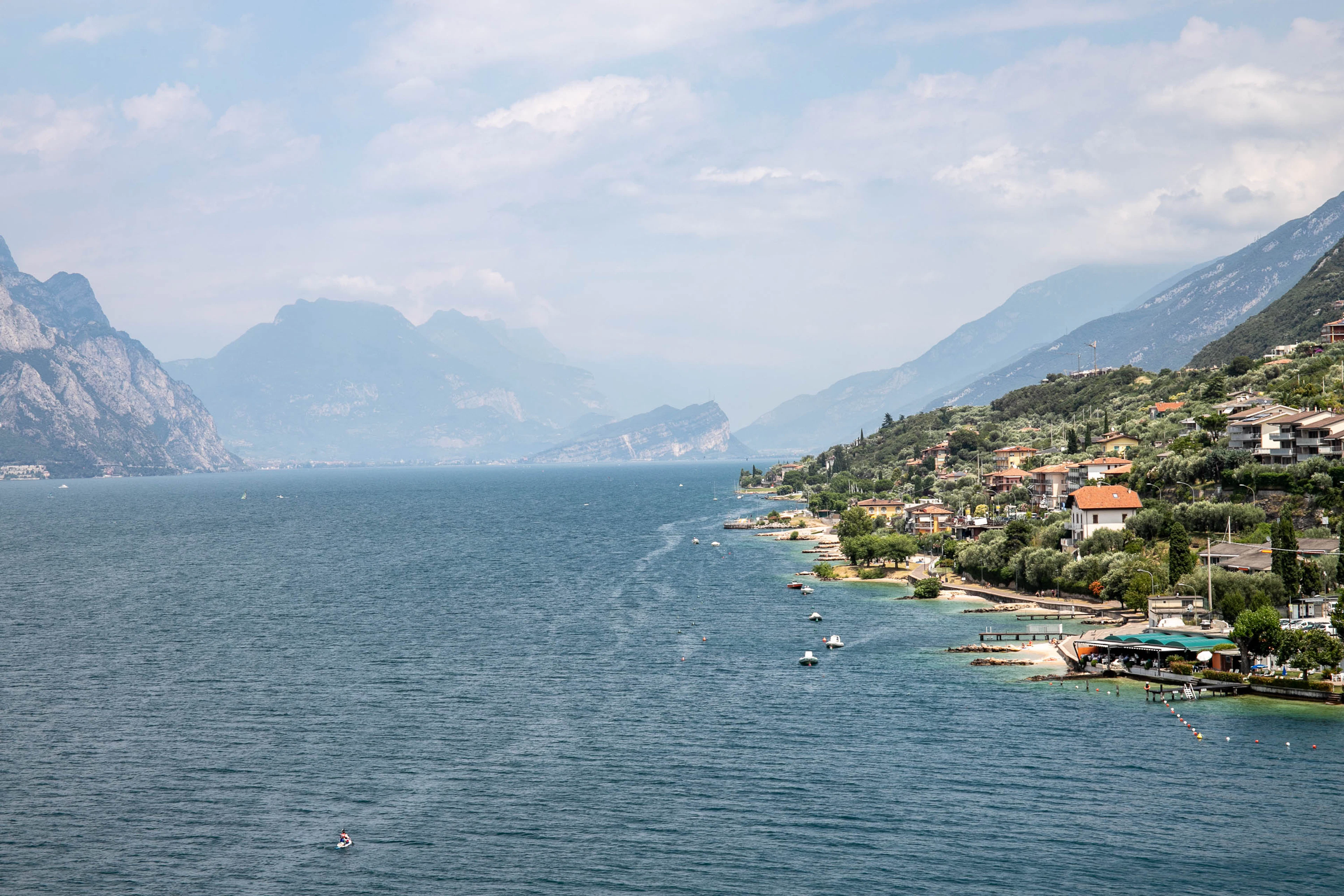 Lake Garda from Malcesine, looking north towards the mountains