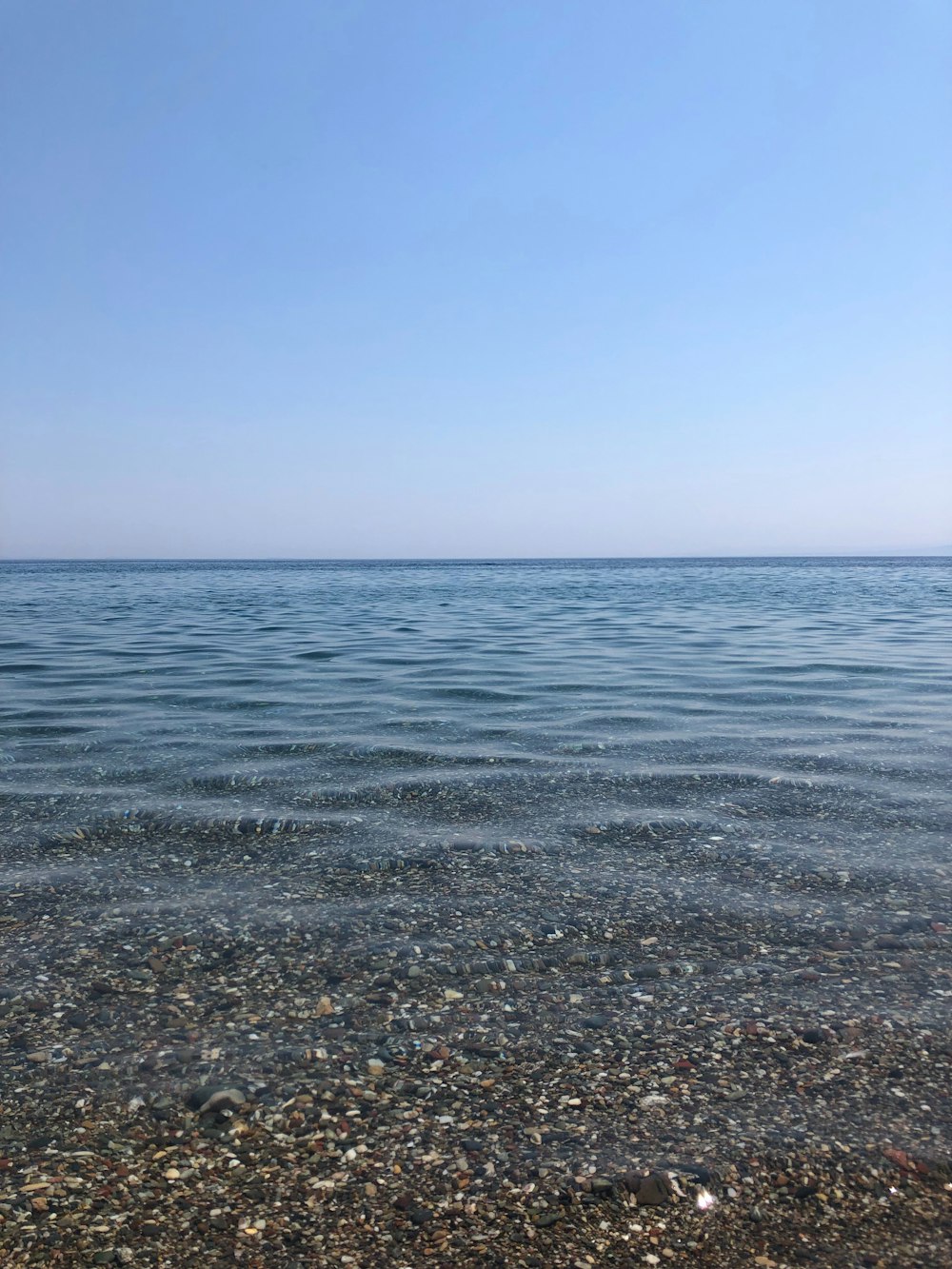 a view of the ocean from the shore of a beach