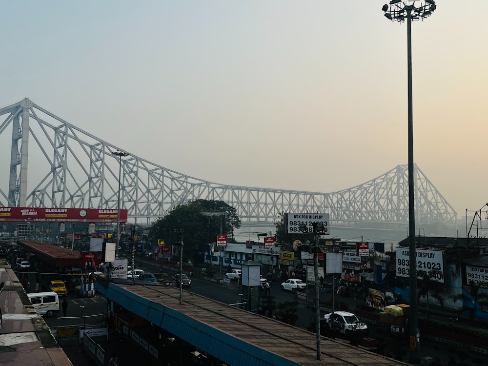 a large bridge spanning over a large body of water