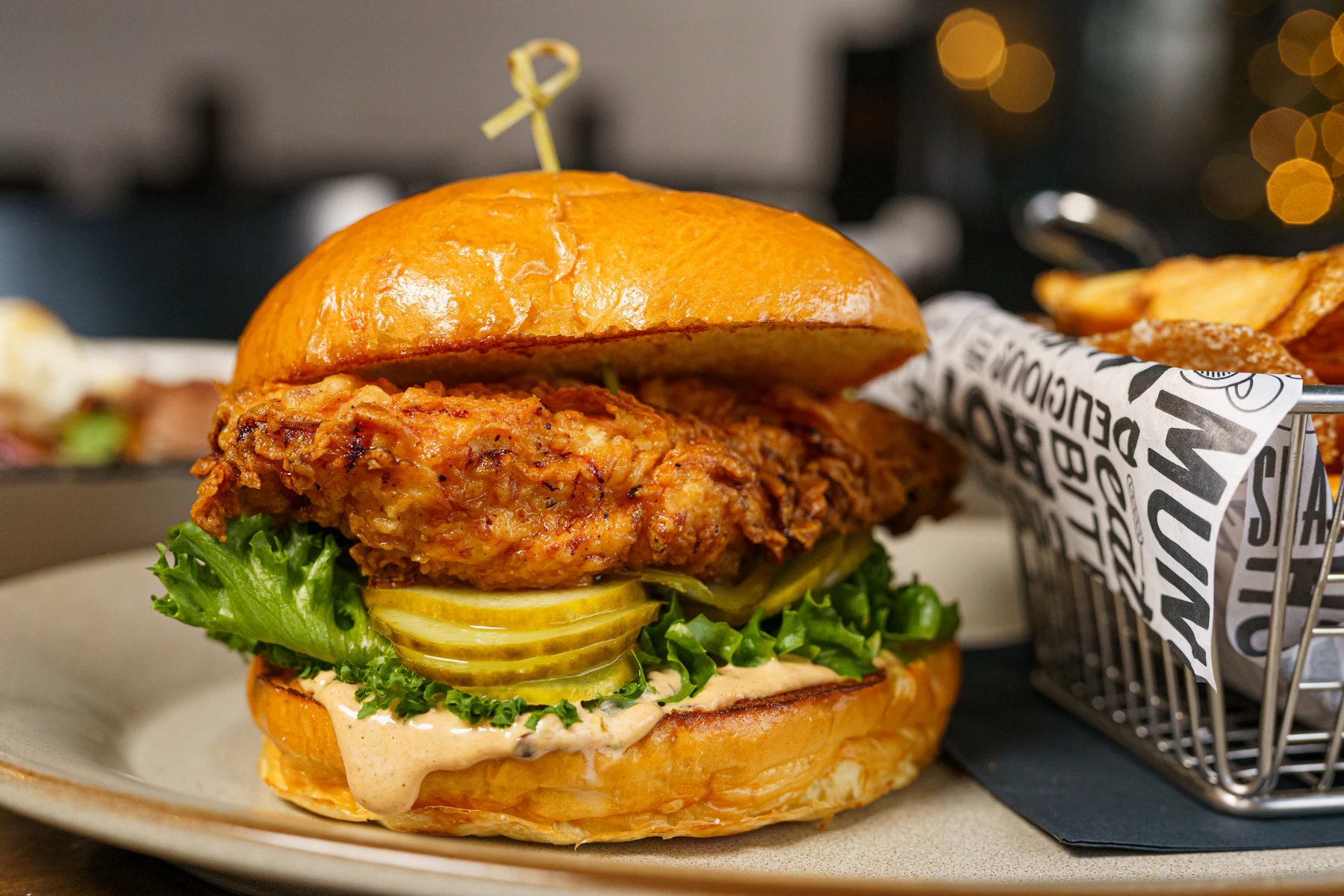 Chicken sandwich and fries