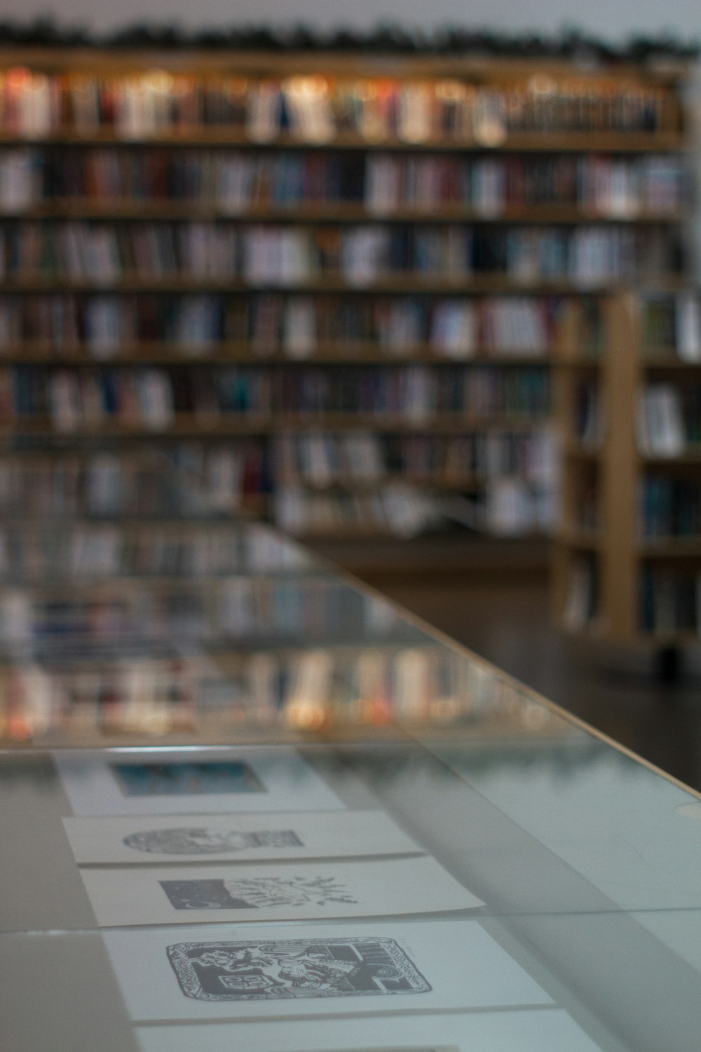 a row of bookshelves filled with lots of books