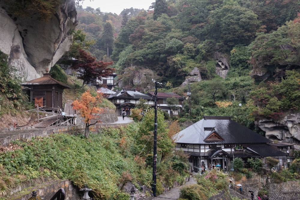 a small village nestled in the side of a mountain