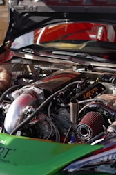a close up of the engine of a car