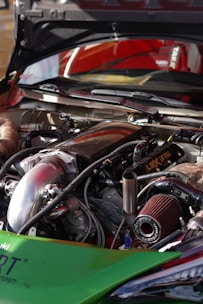 a close up of the engine of a car
