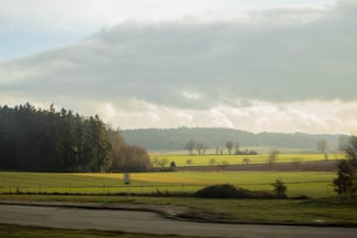 A peaceful rural landscape in Warmia and Mazury with green fields and a clear sky