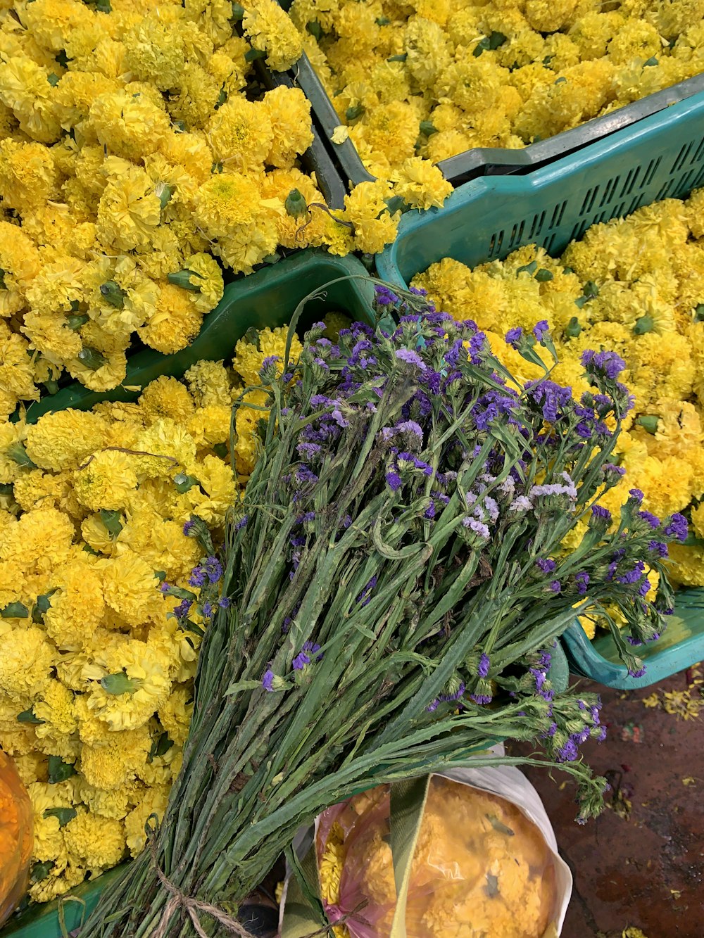 a bunch of flowers that are on a table