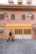 A woman walking confidently in fashionable footwear.