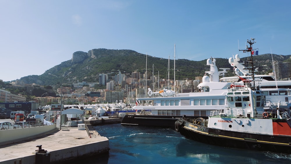 a couple of boats that are sitting in the water