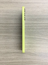A sleek smartphone displaying the Yeşilfikir app interface with vibrant green buttons on a dark grey background.
